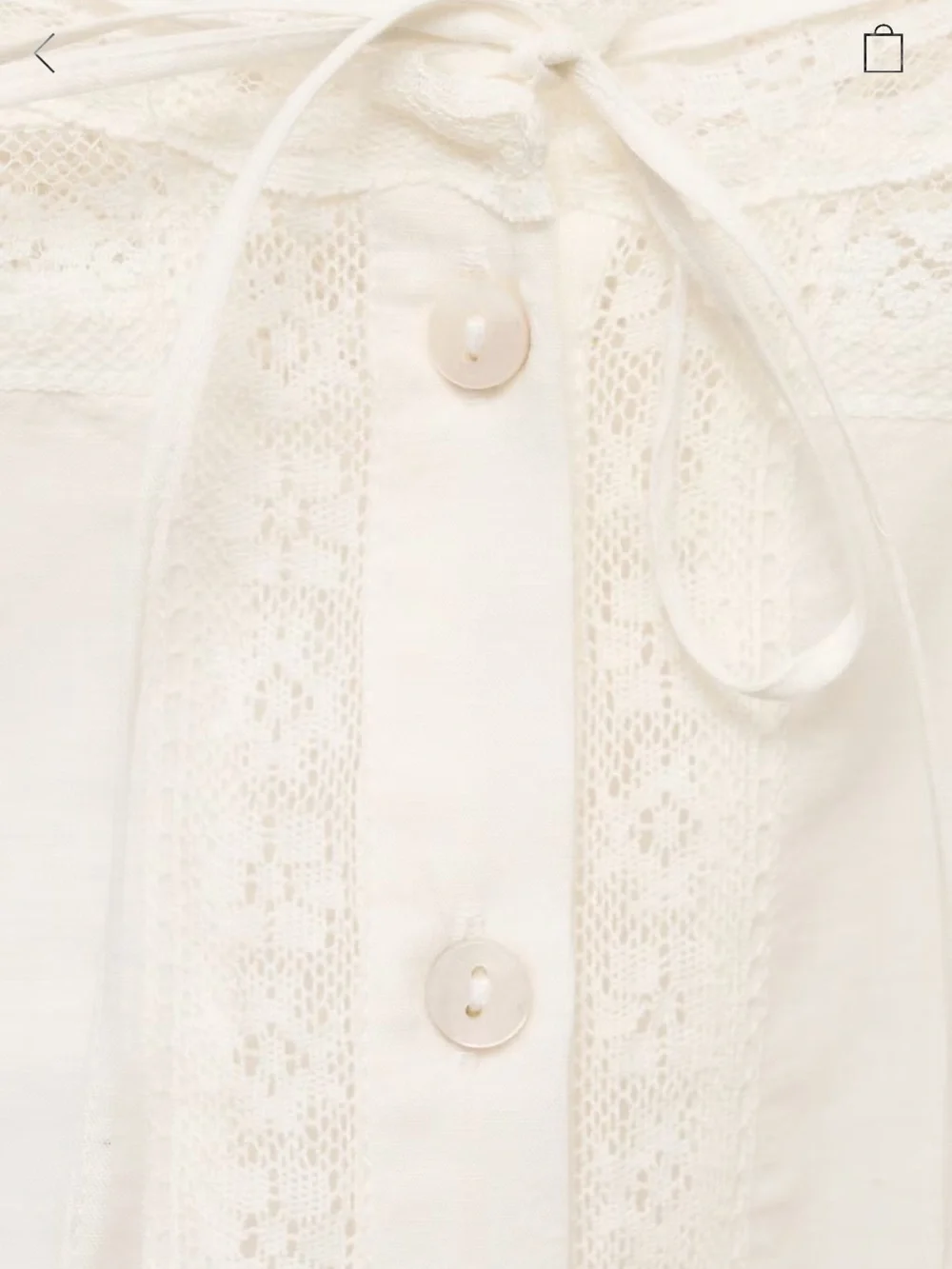 Mango NWT Cotton Lace Eyelet Scallop Delicate Cream Button Front Blouse Doen - Picture 5 of 12